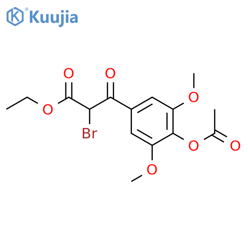 Ethyl 4-(acetyloxy)-α-bromo-3,5-dimethoxy-β-oxobenzenepropanoate structure
