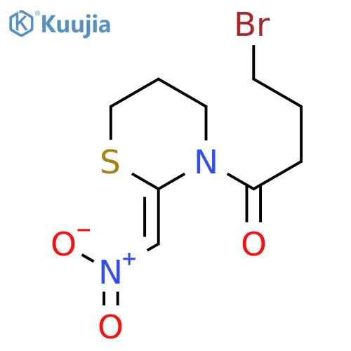 2H-1,3-Thiazine, 3-(4-bromo-1-oxobutyl)tetrahydro-2-(nitromethylene)- structure