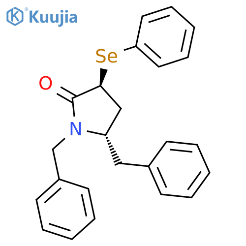 2-Pyrrolidinone, 1,5-bis(phenylmethyl)-3-(phenylseleno)-, (3S-trans)- structure