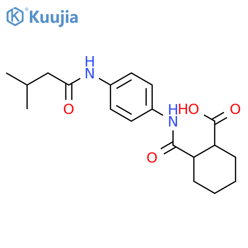 2-({4-[(3-Methylbutanoyl)amino]anilino}carbonyl)-cyclohexanecarboxylic acid structure