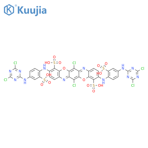 6,13-dichloro-3,10-bis[[4-[(4,6-dichloro-1,3,5-triazin-2-yl)amino]sulphophenyl]amino]triphenodioxazine-4,11-disulphonic acid structure