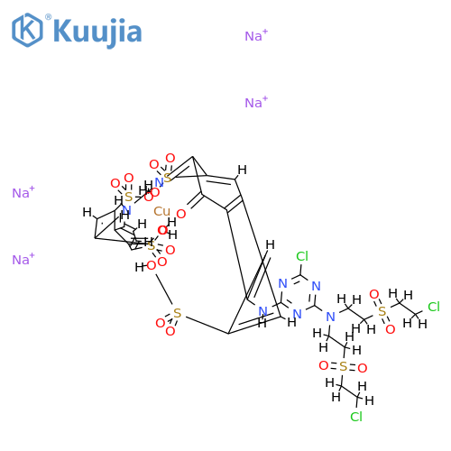 Cuprate(4-), [3-[[8-[[4-[bis[2-[(2-chloroethyl)sulfonyl]ethyl]amino]-6-chloro-1,3,5-triazin-2-yl]amino]-1-hydroxy-3,6-disulfo-2-naphthalenyl]azo]-4-hydroxy-1,5-naphthalenedisulfonato(6-)]-, tetrasodium structure