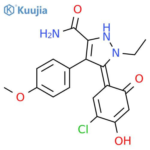 5-(3-chloro-4-hydroxy-6-oxocyclohexa-2,4-dien-1-ylidene)-n-ethyl-4-(4-methoxyphenyl)-1,2-dihydropyrazole-3-carboxamide structure