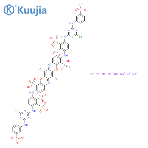 octasodium 6,13-dichloro-3,10-bis[[4-[[4-chloro-6-[(3-phosphonatophenyl)amino]-1,3,5-triazin-2-yl]amino]disulphonatophenyl]amino]triphenodioxazine-4,11-disulphonate structure