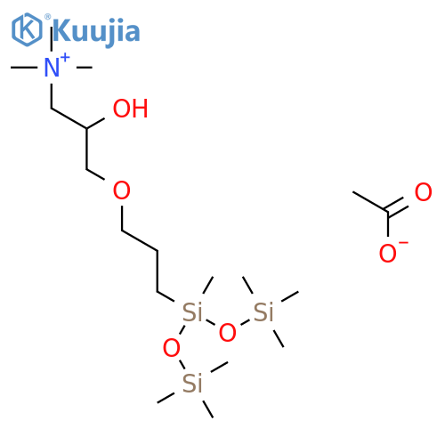 2-Hydroxy-3-(3-(1,3,3,3-tetramethyl-1-((trimethylsilyl)oxy)disiloxanyl)propoxy)propyltrimethylammonium acetate structure