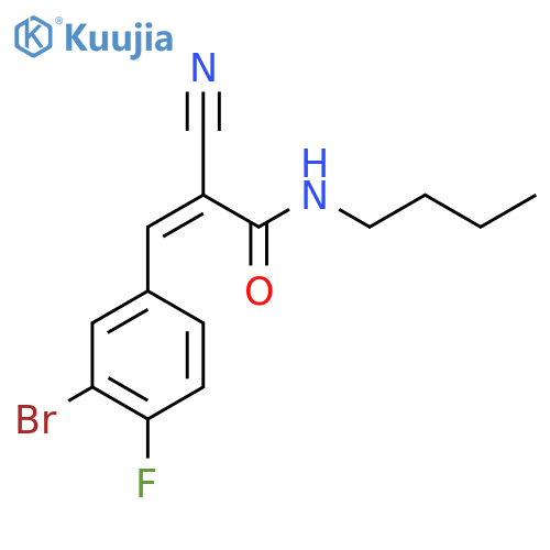 3-(3-bromo-4-fluorophenyl)-N-butyl-2-cyanoprop-2-enamide structure