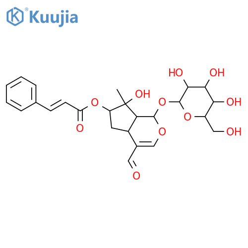 2-Propenoic acid,3-phenyl-, (1S,4aS,6S,7R,7aS)-4-formyl-1-(b-D-glucopyranosyloxy)-1,4a,5,6,7,7a-hexahydro-7-hydroxy-7-methylcyclopenta[c]pyran-6-ylester, (2E)- structure