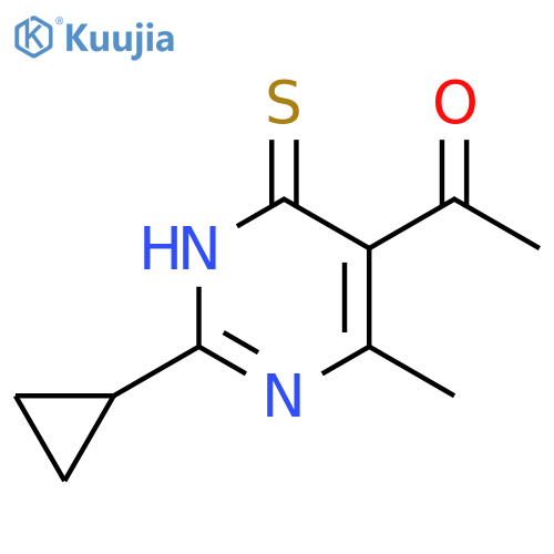 1-(2-cyclopropyl-4-methyl-6-sulfanylidene-1,6-dihydropyrimidin-5-yl)ethan-1-one structure