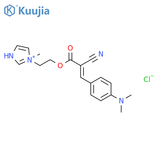 1H-Imidazolium,1-[2-[[2-cyano-3-[4-(dimethylamino)phenyl]-1-oxo-2-propen-1-yl]oxy]ethyl]-1-methyl-,chloride (1:1) structure
