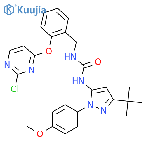 1-(3-(tert-Butyl)-1-(4-methoxyphenyl)-1H-pyrazol-5-yl)-3-(2-((2-chloropyrimidin-4-yl)oxy)benzyl)urea structure