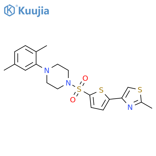 1-(2,5-dimethylphenyl)-4-{5-(2-methyl-1,3-thiazol-4-yl)thiophen-2-ylsulfonyl}piperazine structure