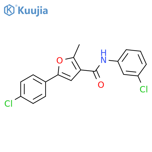 N-(3-chlorophenyl)-5-(4-chlorophenyl)-2-methylfuran-3-carboxamide structure