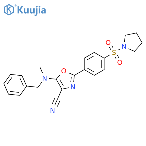 5-benzyl(methyl)amino-2-4-(pyrrolidine-1-sulfonyl)phenyl-1,3-oxazole-4-carbonitrile structure
