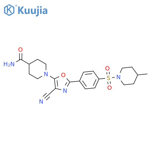 1-(4-cyano-2-{4-(4-methylpiperidin-1-yl)sulfonylphenyl}-1,3-oxazol-5-yl)piperidine-4-carboxamide structure