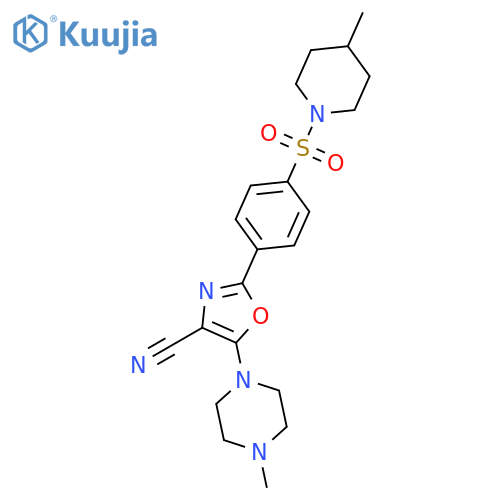 5-(4-methylpiperazin-1-yl)-2-{4-(4-methylpiperidin-1-yl)sulfonylphenyl}-1,3-oxazole-4-carbonitrile structure