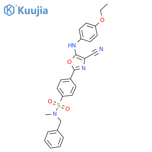 N-benzyl-4-{4-cyano-5-(4-ethoxyphenyl)amino-1,3-oxazol-2-yl}-N-methylbenzene-1-sulfonamide structure