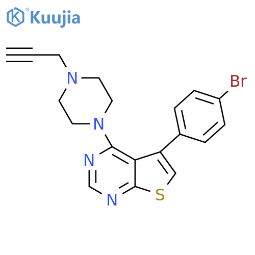 1-[5-(4-Bromophenyl)thieno[2,3-d]pyrimidin-4-yl]-4-(prop-2-yn-1-yl)piperazine structure