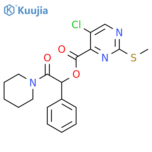 2-Oxo-1-phenyl-2-(piperidin-1-yl)ethyl 5-chloro-2-(methylsulfanyl)pyrimidine-4-carboxylate structure