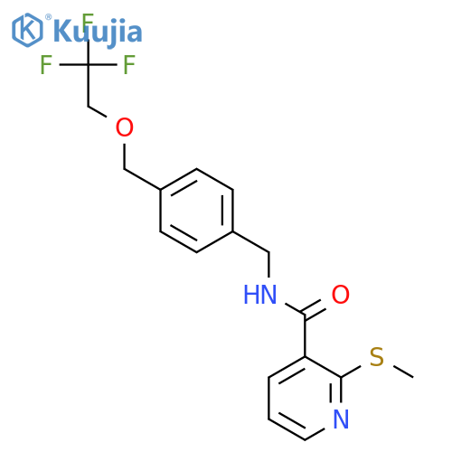 2-(methylsulfanyl)-N-({4-[(2,2,2-trifluoroethoxy)methyl]phenyl}methyl)pyridine-3-carboxamide structure