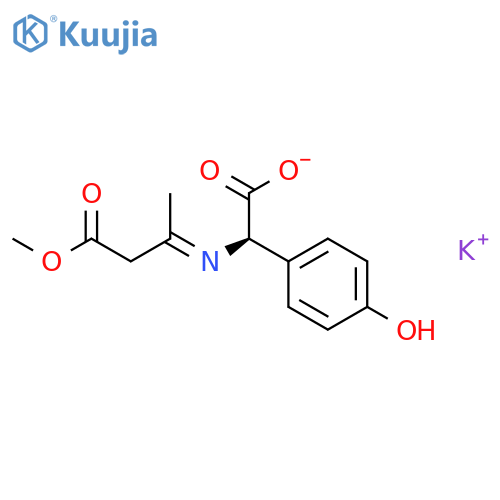 Benzeneacetic acid,4-hydroxy-a-[(3-methoxy-1-methyl-3-oxopropylidene)amino]-,monopotassium salt, (R)- (9CI) structure