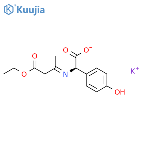 Benzeneacetic acid, a-[(3-ethoxy-1-methyl-3-oxopropylidene)amino]-4-hydroxy-,monopotassium salt, (R)- (9CI) structure