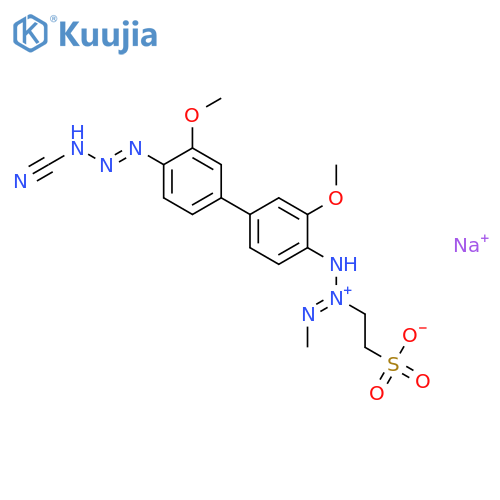 Ethanesulfonic acid,2-[3-[4'-(3-cyano-1-triazen-1-yl)-3,3'-dimethoxy[1,1'-biphenyl]-4-yl]-1-methyl-2-triazen-1-yl]-,sodium salt (1:1) structure