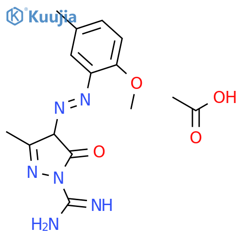 1H-Pyrazole-1-carboximidamide,4,5-dihydro-4-[2-(2-methoxy-5-methylphenyl)diazenyl]-3-methyl-5-oxo-, acetate(1:1) structure