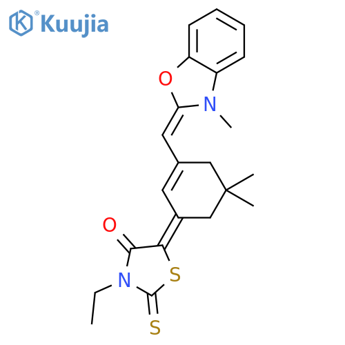 4-Thiazolidinone,5-[5,5-dimethyl-3-[(3-methyl-2(3H)-benzoxazolylidene)methyl]-2-cyclohexen-1-ylidene]-3-ethyl-2-thioxo- structure