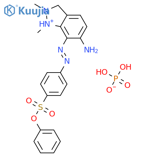 6-Amino-1,2-dimethyl-7-((4-(phenoxysulphonyl)phenyl)azo)-1H-indazolium dihydrogen phosphate structure