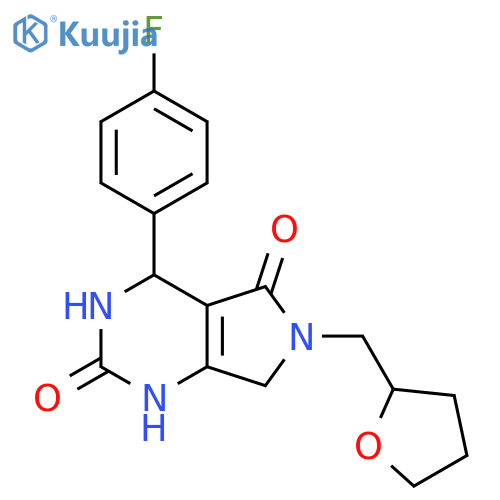 4-(4-fluorophenyl)-6-(oxolan-2-yl)methyl-1H,2H,3H,4H,5H,6H,7H-pyrrolo3,4-dpyrimidine-2,5-dione structure