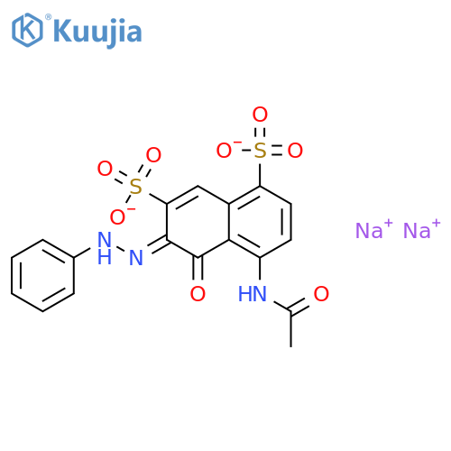 1,7-Naphthalenedisulfonicacid, 4-(acetylamino)-5-hydroxy-6-(2-phenyldiazenyl)-, sodium salt (1:2) structure