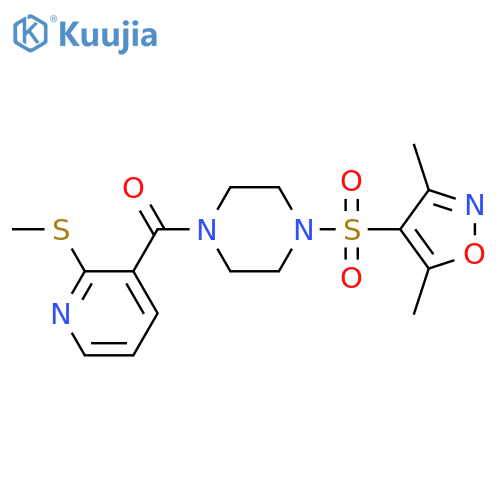 1-[(3,5-Dimethyl-1,2-oxazol-4-yl)sulfonyl]-4-[2-(methylsulfanyl)pyridine-3-carbonyl]piperazine structure