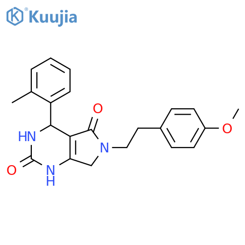 6-2-(4-methoxyphenyl)ethyl-4-(2-methylphenyl)-1H,2H,3H,4H,5H,6H,7H-pyrrolo3,4-dpyrimidine-2,5-dione structure