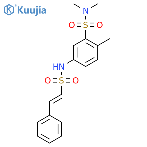 N,N,2-trimethyl-5-(2-phenylethenesulfonamido)benzene-1-sulfonamide structure