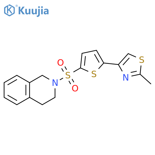 2-{5-(2-methyl-1,3-thiazol-4-yl)thiophen-2-ylsulfonyl}-1,2,3,4-tetrahydroisoquinoline structure