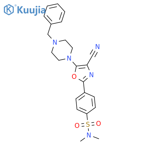 4-5-(4-benzylpiperazin-1-yl)-4-cyano-1,3-oxazol-2-yl-N,N-dimethylbenzene-1-sulfonamide structure