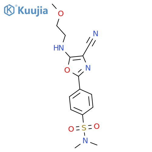 4-{4-cyano-5-(2-methoxyethyl)amino-1,3-oxazol-2-yl}-N,N-dimethylbenzene-1-sulfonamide structure