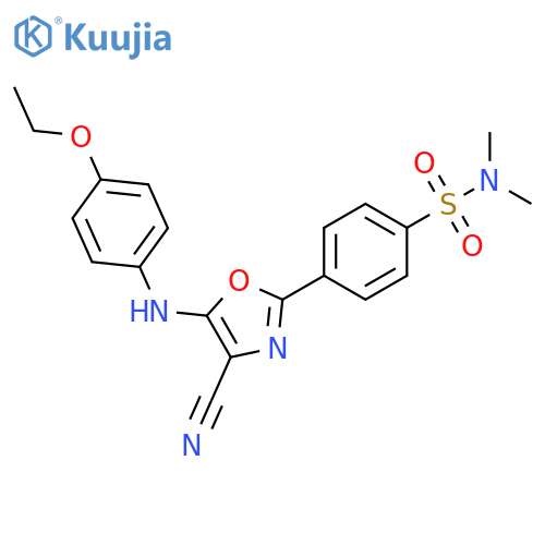 4-{4-cyano-5-(4-ethoxyphenyl)amino-1,3-oxazol-2-yl}-N,N-dimethylbenzene-1-sulfonamide structure