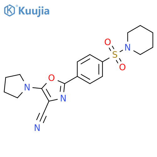 2-4-(piperidine-1-sulfonyl)phenyl-5-(pyrrolidin-1-yl)-1,3-oxazole-4-carbonitrile structure