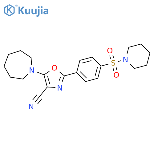 5-(azepan-1-yl)-2-4-(piperidine-1-sulfonyl)phenyl-1,3-oxazole-4-carbonitrile structure