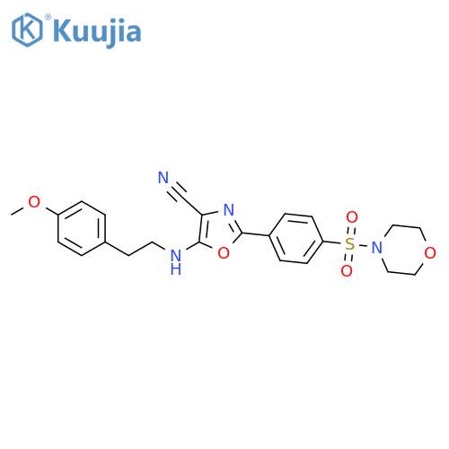 5-{2-(4-methoxyphenyl)ethylamino}-2-4-(morpholine-4-sulfonyl)phenyl-1,3-oxazole-4-carbonitrile structure