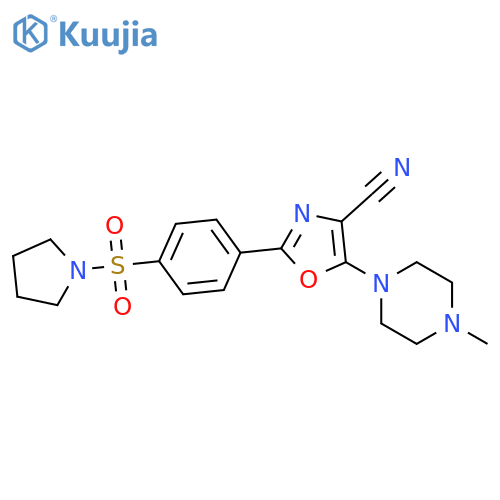 5-(4-methylpiperazin-1-yl)-2-4-(pyrrolidine-1-sulfonyl)phenyl-1,3-oxazole-4-carbonitrile structure