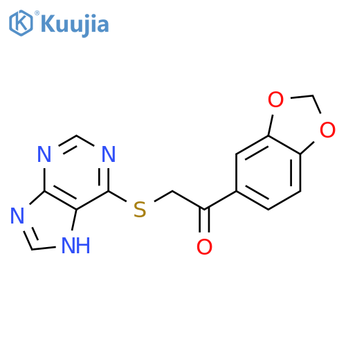 1-(2H-1,3-benzodioxol-5-yl)-2-(7H-purin-6-ylsulfanyl)ethan-1-one structure