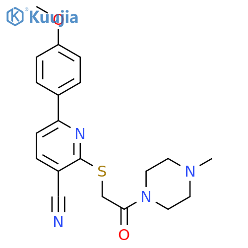 6-(4-methoxyphenyl)-2-{2-(4-methylpiperazin-1-yl)-2-oxoethylsulfanyl}pyridine-3-carbonitrile structure
