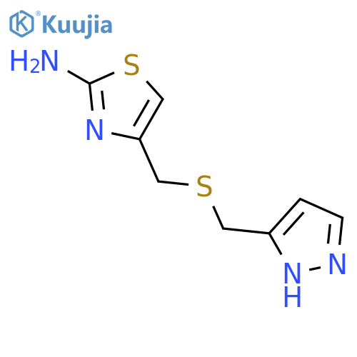 2-Thiazolamine, 4-[[(1H-pyrazol-3-ylmethyl)thio]methyl]- structure