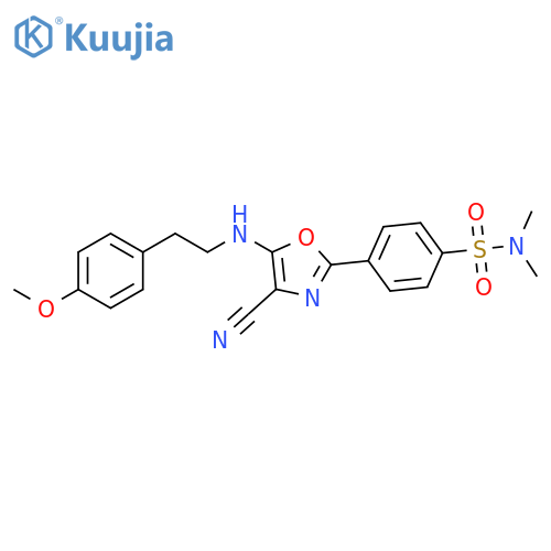 4-(4-cyano-5-{2-(4-methoxyphenyl)ethylamino}-1,3-oxazol-2-yl)-N,N-dimethylbenzene-1-sulfonamide structure
