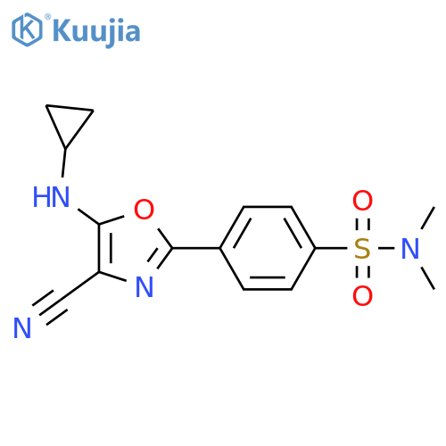 4-4-cyano-5-(cyclopropylamino)-1,3-oxazol-2-yl-N,N-dimethylbenzene-1-sulfonamide structure