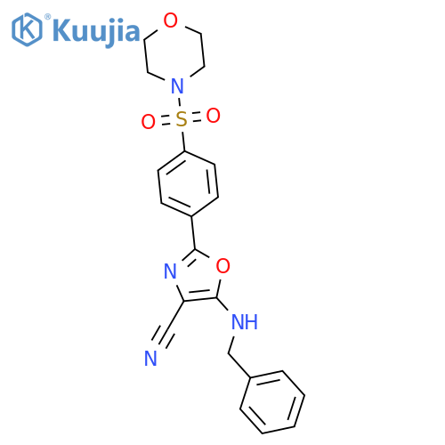 5-(benzylamino)-2-4-(morpholine-4-sulfonyl)phenyl-1,3-oxazole-4-carbonitrile structure