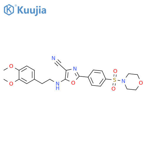 5-{2-(3,4-dimethoxyphenyl)ethylamino}-2-4-(morpholine-4-sulfonyl)phenyl-1,3-oxazole-4-carbonitrile structure