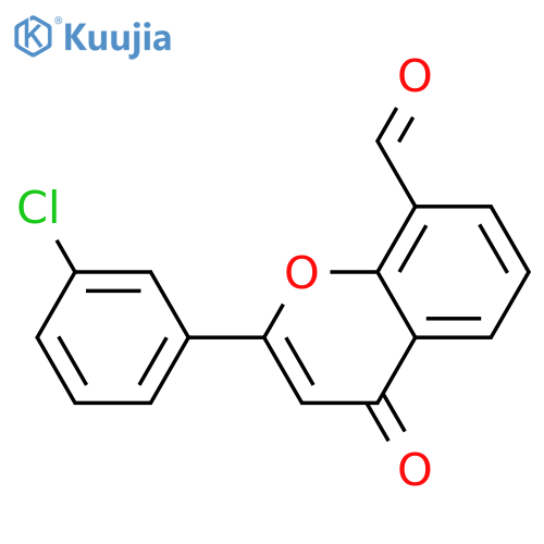 4H-1-Benzopyran-8-carboxaldehyde, 2-(3-chlorophenyl)-4-oxo- structure